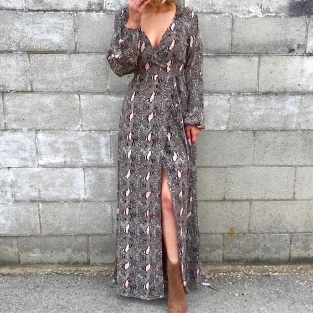 Buddy Love Snakeskin Mill Wrap Dress in Size Medium